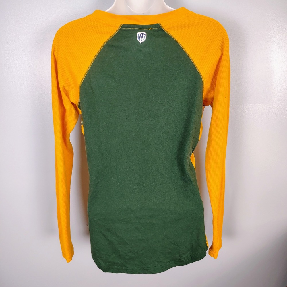 Hands High Green Bay Packers Womens XS V-Neck Long Sleeve Shirt Green Yellow NFL - Picture 5 of 8